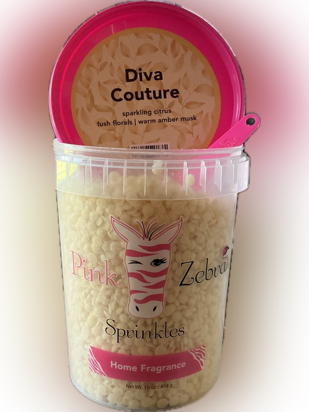 Diva Couture Pink Zebra Wax Melts in a 4 oz blend bag
